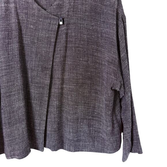 Eileen Fisher Textured‎ Linen Blend Oversized Jacket Lightweight One Button, L - Picture 5 of 9